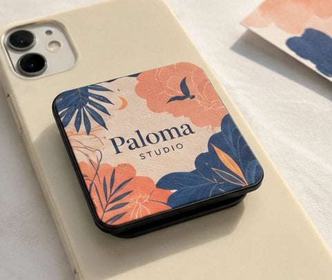 Square Phone Grip with custom branding